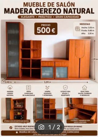 Mueble de Salón de Madera de Cerezo