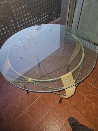 Mesa Redonda de Cristal para Terraza