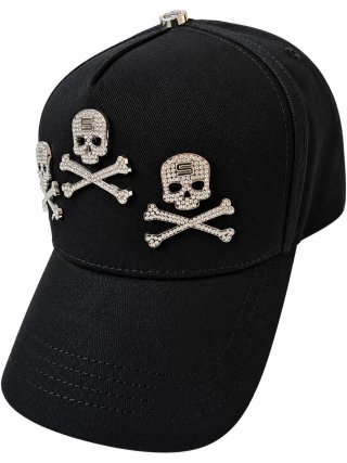 Gorra Negra con Calaveras y Tibias Cruzadas