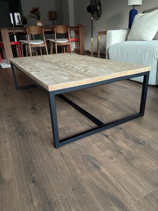 Mesa Centro Madera y Metal Negro