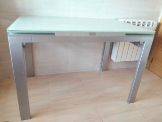 Mesa de cocina extensible cristal y metal