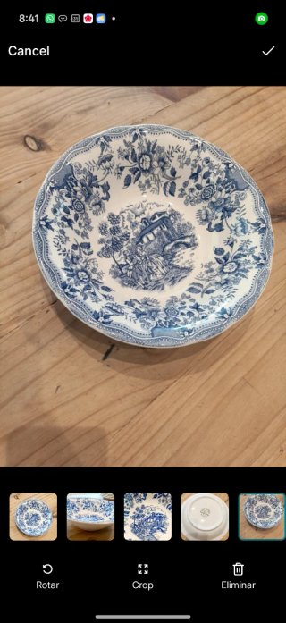 Ensaladera/Frutero Vintage Inglés Azul y Blanco