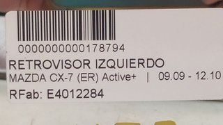 RETROVISOR IZQUIERDO MAZDA CX-7 (ER) Active+