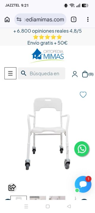 Silla de Ducha con Ruedas. Sin estrenar...