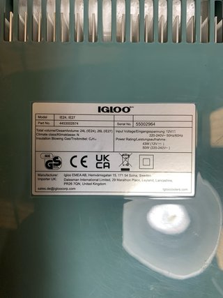 Nevera Electrica Portatil Igloo IE27 12/240V 26L