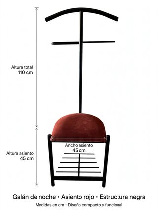 Galán de noche con asiento rojo tela para cambiar