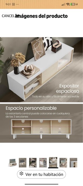 Mueble TV Cómoda Beige y Blanco