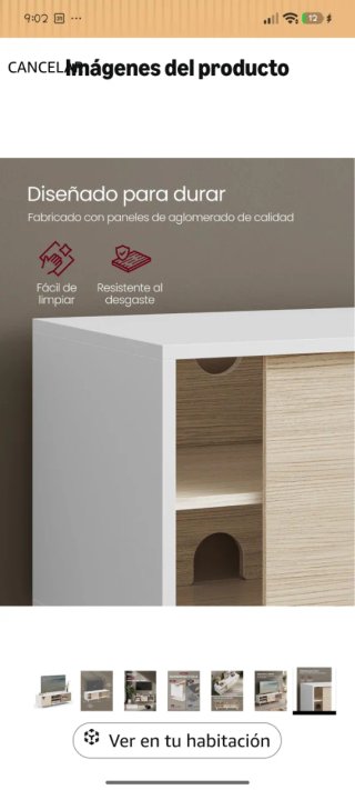 Mueble TV Cómoda Beige y Blanco