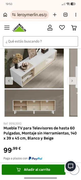 Mueble TV Cómoda Beige y Blanco