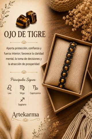 Pulsera Macramé Ojo de Tigre Artekarma