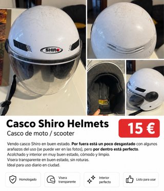 Casco Shiro Helmets Moto/Scooter Blanco talla S/M