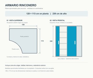 Mueble infantil azul (armario + cama doble)