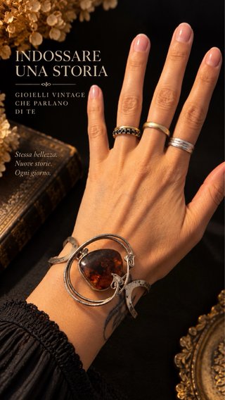 Bracciale Argento Ambra Stile Liberty Revival