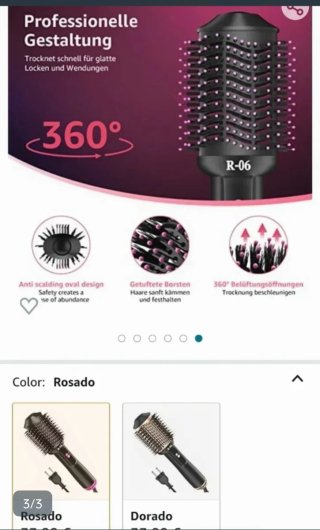 Cepillo Secador Hot Air Brush Negro/Rosa