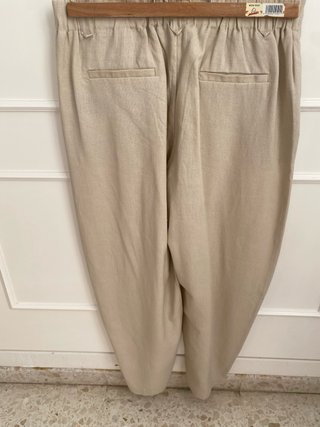 Pantalón Zara Lino Beige Talla M