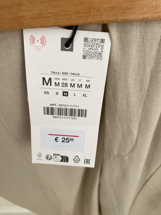 Pantalón Zara Lino Beige Talla M