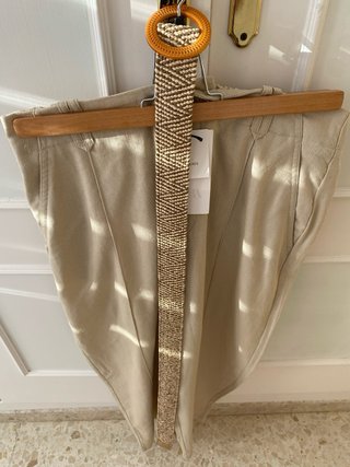 Pantalón Zara Lino Beige Talla M