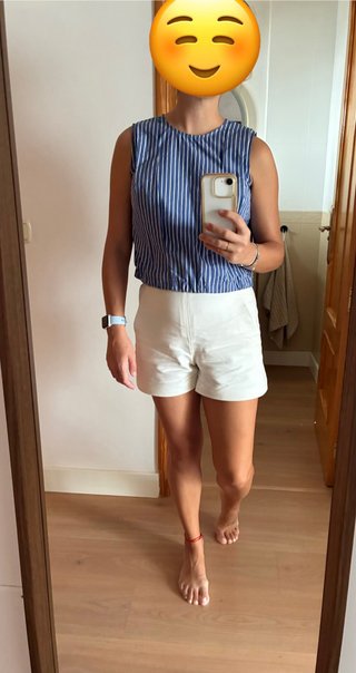 Top Mango Rayas Azul y Blanco