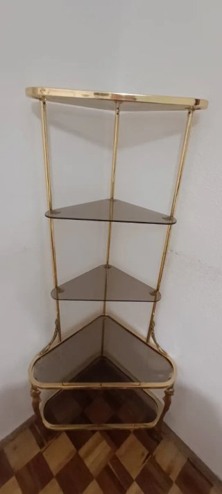Estantería Rinconera de Cristal y Metal