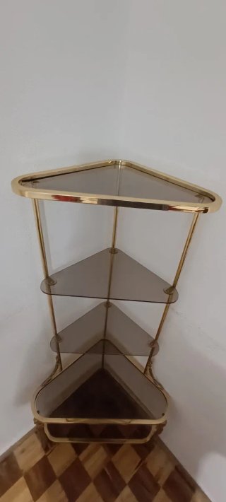 Estantería Rinconera de Cristal y Metal