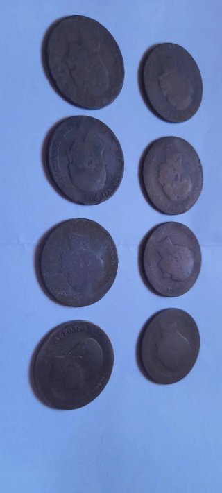 Lote de 8 monedas de 10 céntimos de 1879