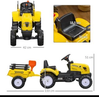 Tractor infantil amarillo con remolque