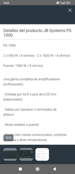 Etapa de Potencia JB Systems ps-1000 Porfavor leer