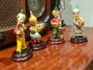 Lote 4 Figuras Payasos Músicos Vintage