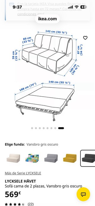 Sofá cama IKEA gris