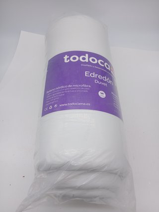 Todocama - Edredón/Relleno nórdico de Fibra antiácaros, otoño-Invierno, 300gr/m², Color Blanco (Toda