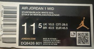 Nike Air Jordan 1 Mid Starfish Talla 45.5