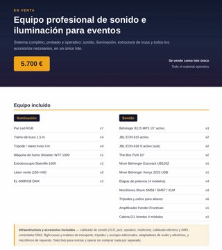 Equipo Sonido e Iluminación Profesional Eventos