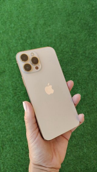iPhone 13 Pro Max 128 GB Dorado con fundas Burga