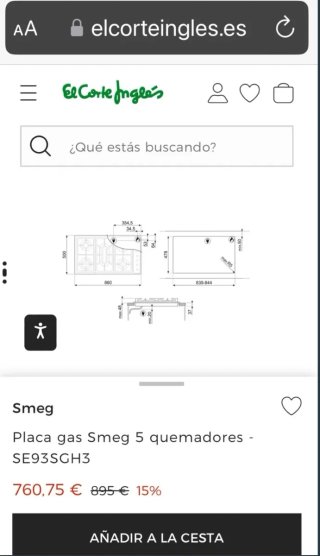 Cocina a gas Smeg 5 fuegos