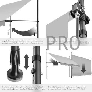 Toldo plegable para balcón gris claro