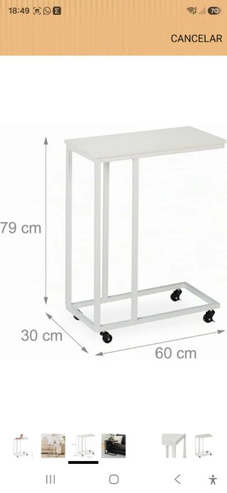 Mesa auxiliar blanca patas metálicas