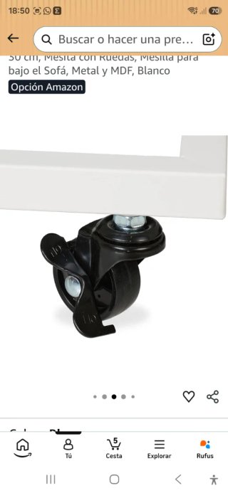 Mesa auxiliar blanca patas metálicas