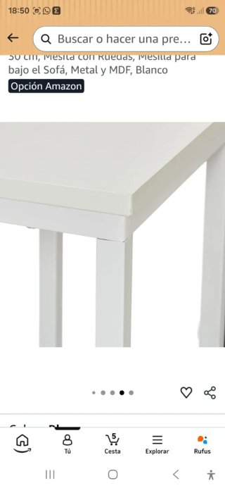 Mesa auxiliar blanca patas metálicas