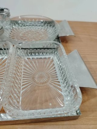 Set de Bandejas de Mesa con Cristales Tallados y