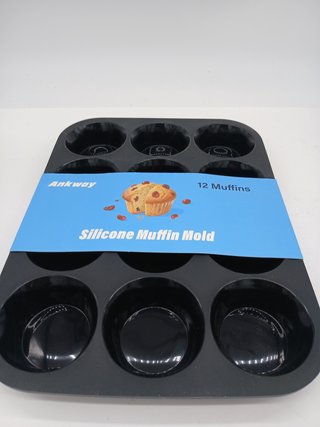 Ankway Molde Magdalenas para 12 Magdalenas, Bandejas para Hornear Muffin con marco de metal para Muf