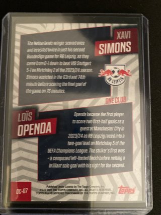Carta Topps Xavi Simons Lois Openda 5/5