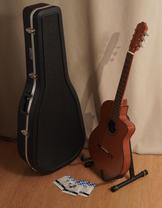 Guitarra clásica, estuche, soporte, cuerdas extras