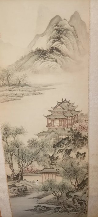 PINTURA Pergamino Rollo Colgante Paisaje Oriental