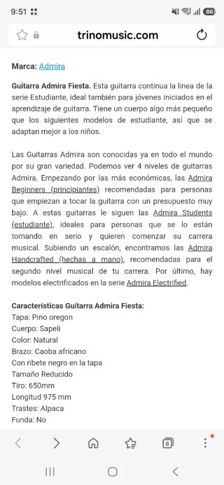 Guitarra Admira fiesta