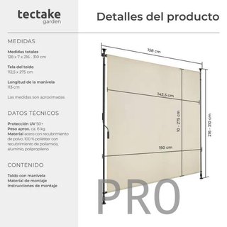 Toldo de pinza para exterior color beige