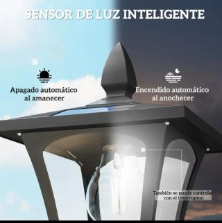 Farola Solar Exterior Negra