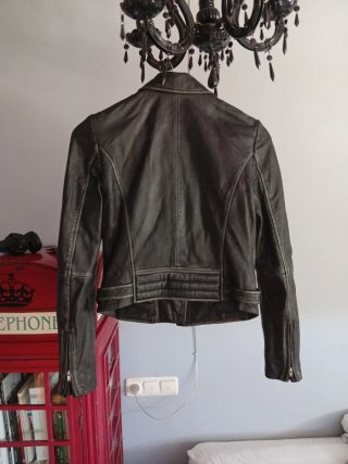 Chaqueta Biker negra de Cuero auténtico