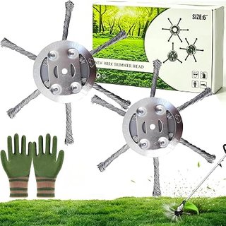 2 piezas de alambre de acero con guantes, accesorios para desbrozadora, cepillo para desbrozadora, c