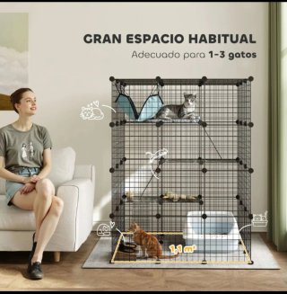 Jaula para gatos modular negra