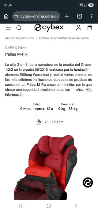 Silla Coche Cybex Gold Pallas M-Fix